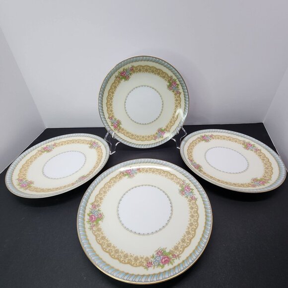 Vintage Noritake China Juno 716 Salad Plate 7'' Japan Set of 4 Floral Gold Rim - Picture 1 of 8